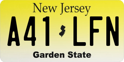 NJ license plate A41LFN