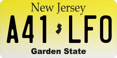 NJ license plate A41LFO