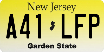 NJ license plate A41LFP