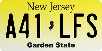 NJ license plate A41LFS