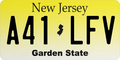 NJ license plate A41LFV
