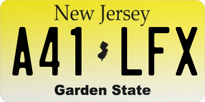 NJ license plate A41LFX