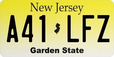 NJ license plate A41LFZ