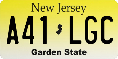 NJ license plate A41LGC
