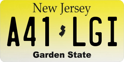 NJ license plate A41LGI
