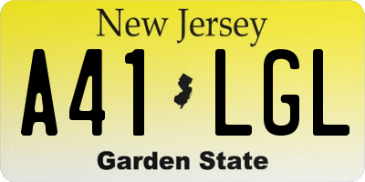 NJ license plate A41LGL