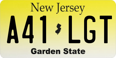 NJ license plate A41LGT