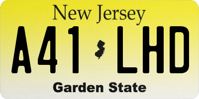NJ license plate A41LHD