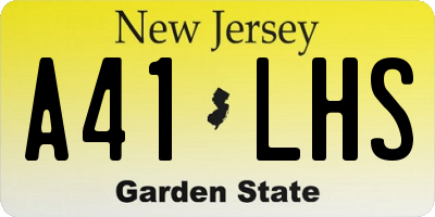 NJ license plate A41LHS