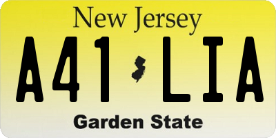 NJ license plate A41LIA