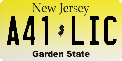 NJ license plate A41LIC