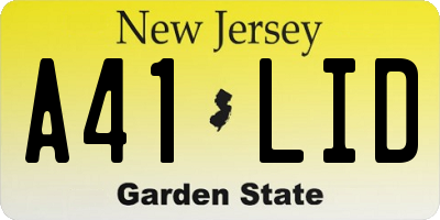 NJ license plate A41LID