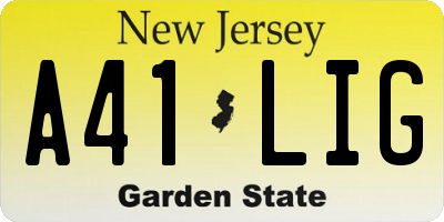 NJ license plate A41LIG