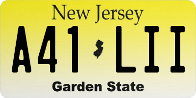 NJ license plate A41LII
