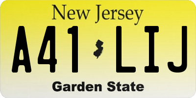 NJ license plate A41LIJ
