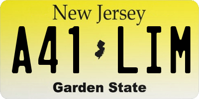 NJ license plate A41LIM