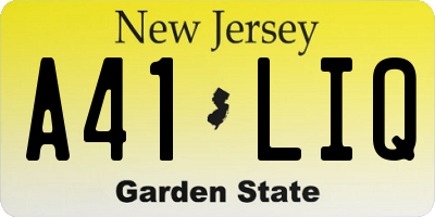 NJ license plate A41LIQ