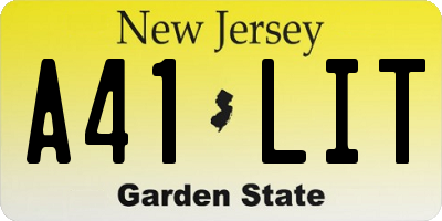 NJ license plate A41LIT