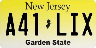 NJ license plate A41LIX