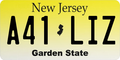 NJ license plate A41LIZ