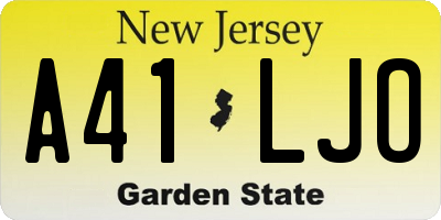 NJ license plate A41LJO