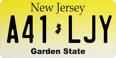 NJ license plate A41LJY