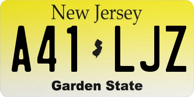 NJ license plate A41LJZ