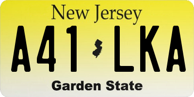 NJ license plate A41LKA