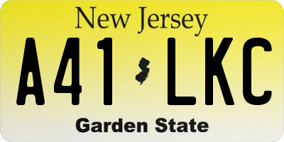 NJ license plate A41LKC