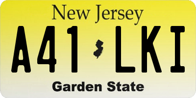NJ license plate A41LKI