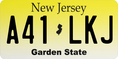 NJ license plate A41LKJ