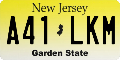 NJ license plate A41LKM