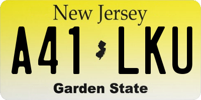 NJ license plate A41LKU