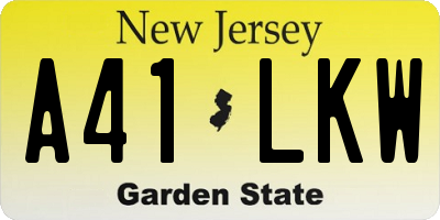 NJ license plate A41LKW