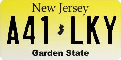 NJ license plate A41LKY