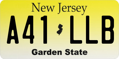 NJ license plate A41LLB
