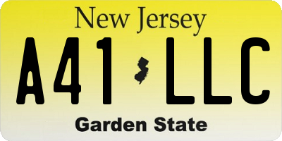 NJ license plate A41LLC