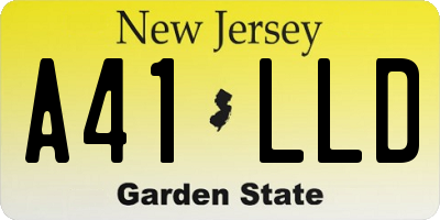 NJ license plate A41LLD