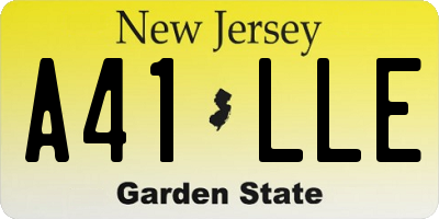 NJ license plate A41LLE