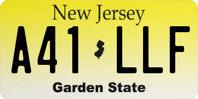 NJ license plate A41LLF