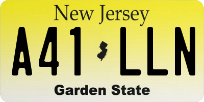 NJ license plate A41LLN