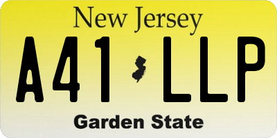 NJ license plate A41LLP