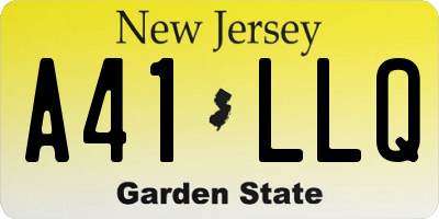 NJ license plate A41LLQ
