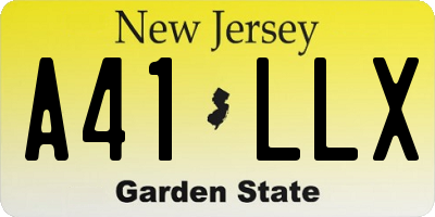 NJ license plate A41LLX