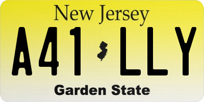 NJ license plate A41LLY