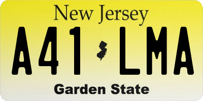 NJ license plate A41LMA