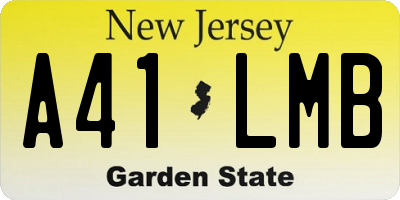 NJ license plate A41LMB