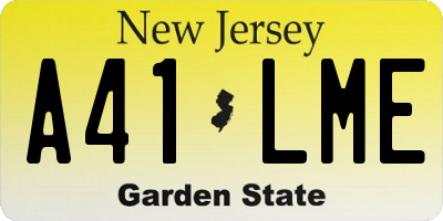 NJ license plate A41LME