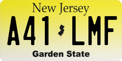 NJ license plate A41LMF