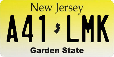 NJ license plate A41LMK